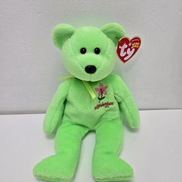 Ty Beanie Baby “Washington Rhododendron” the State Flower Bear (8.5 inch) - Picture 1 of 4
